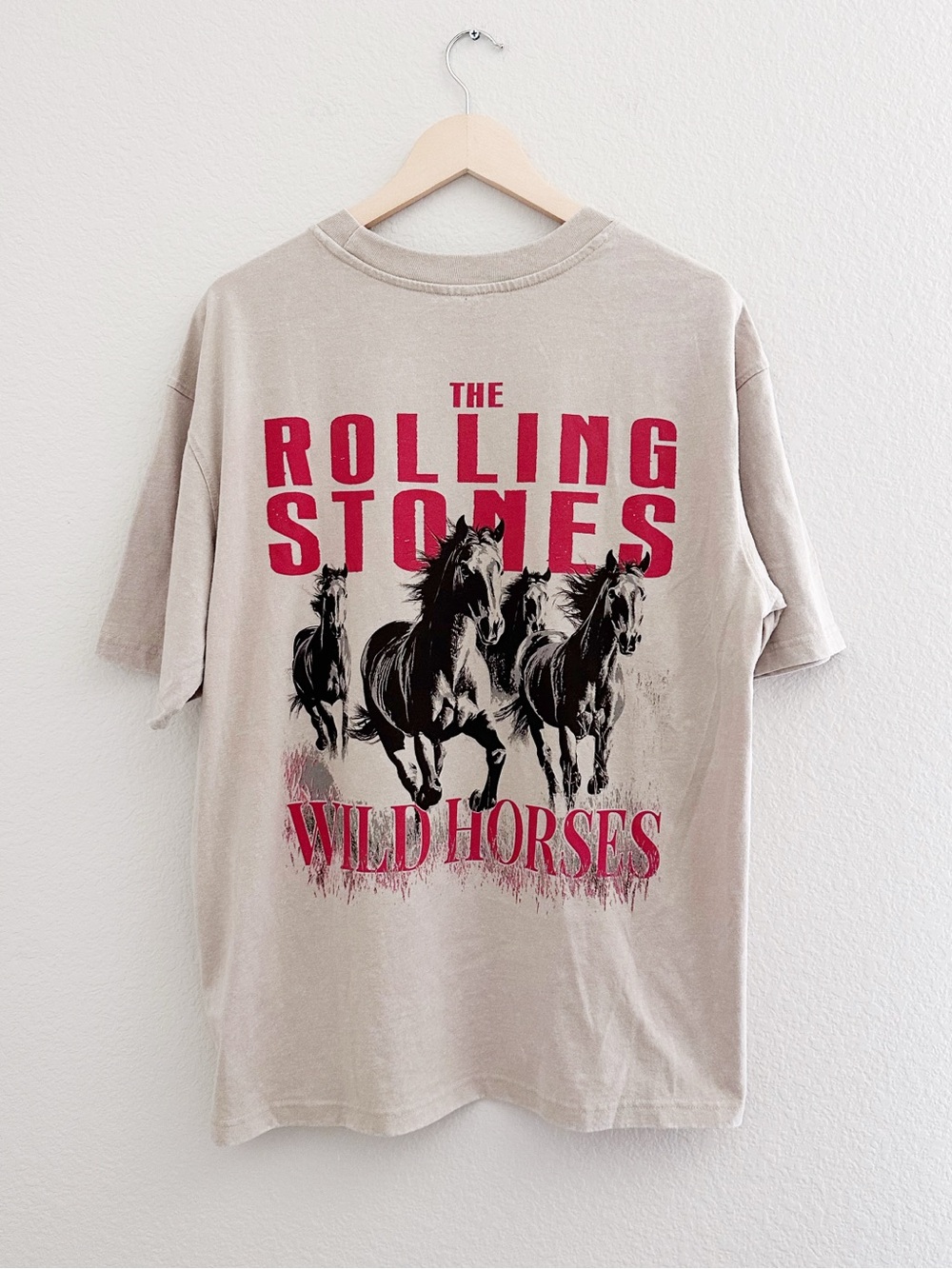 NEW The Rolling Stones Beige 'Wild Horses' Graphic Tee
